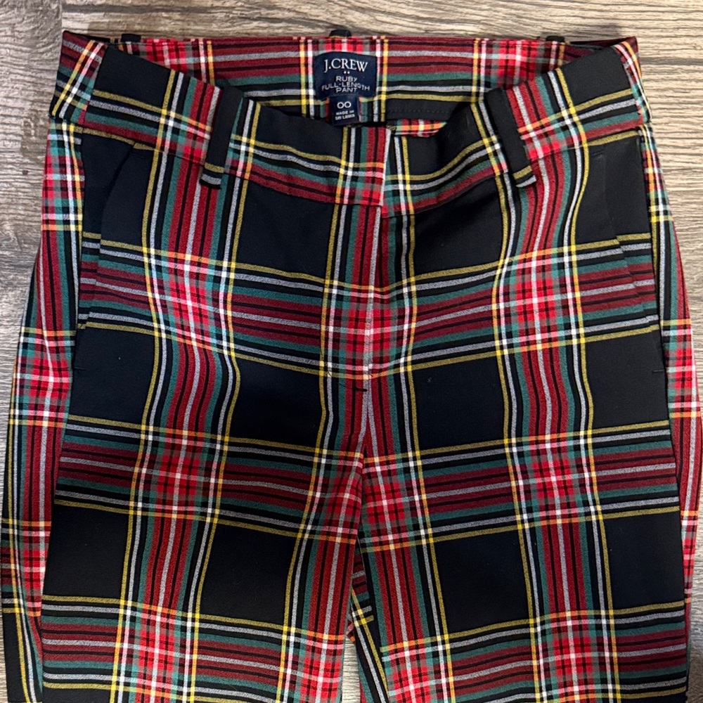 J. Crew Black & Red Plaid Straight-Leg Pants - Picture 4 of 10